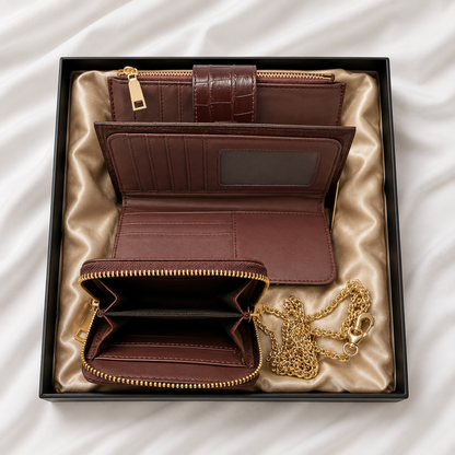 Conjunto de Carteiras Femininas Efeito Crocodilo