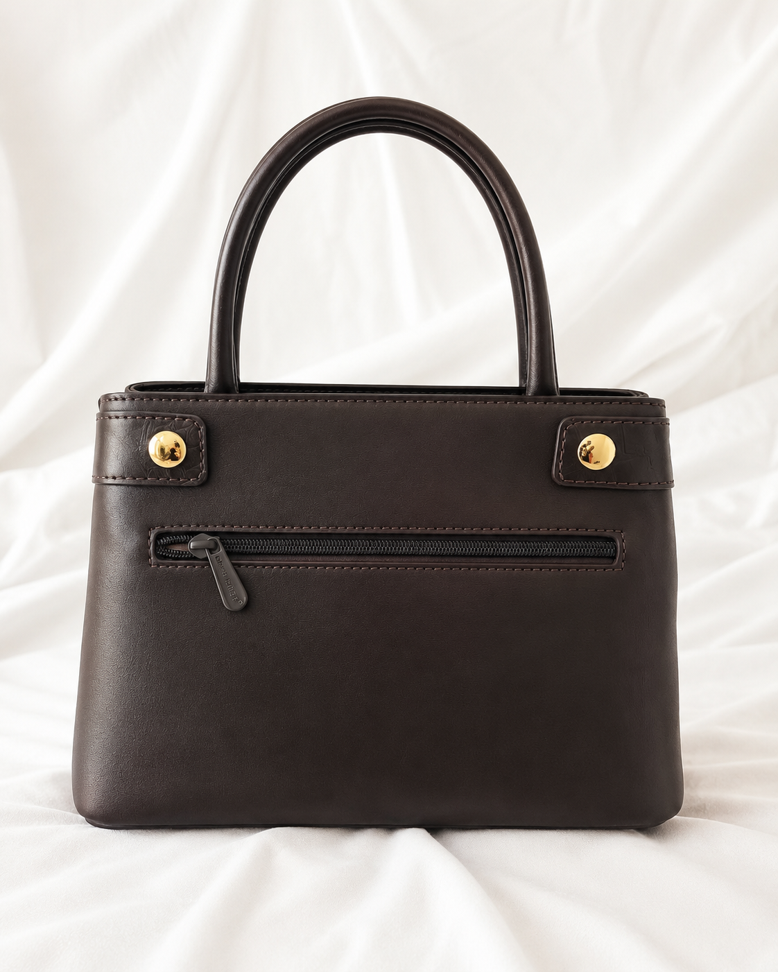 Mala Feminina Elegante Castanha com Detalhes Dourados