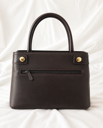 Mala Feminina Elegante Castanha com Detalhes Dourados