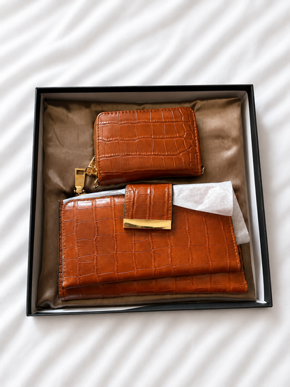 Conjunto de Carteiras Femininas Efeito Crocodilo