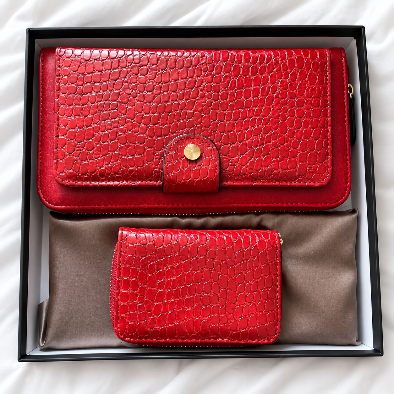 Conjunto de Carteiras Femininas Efeito Crocodilo